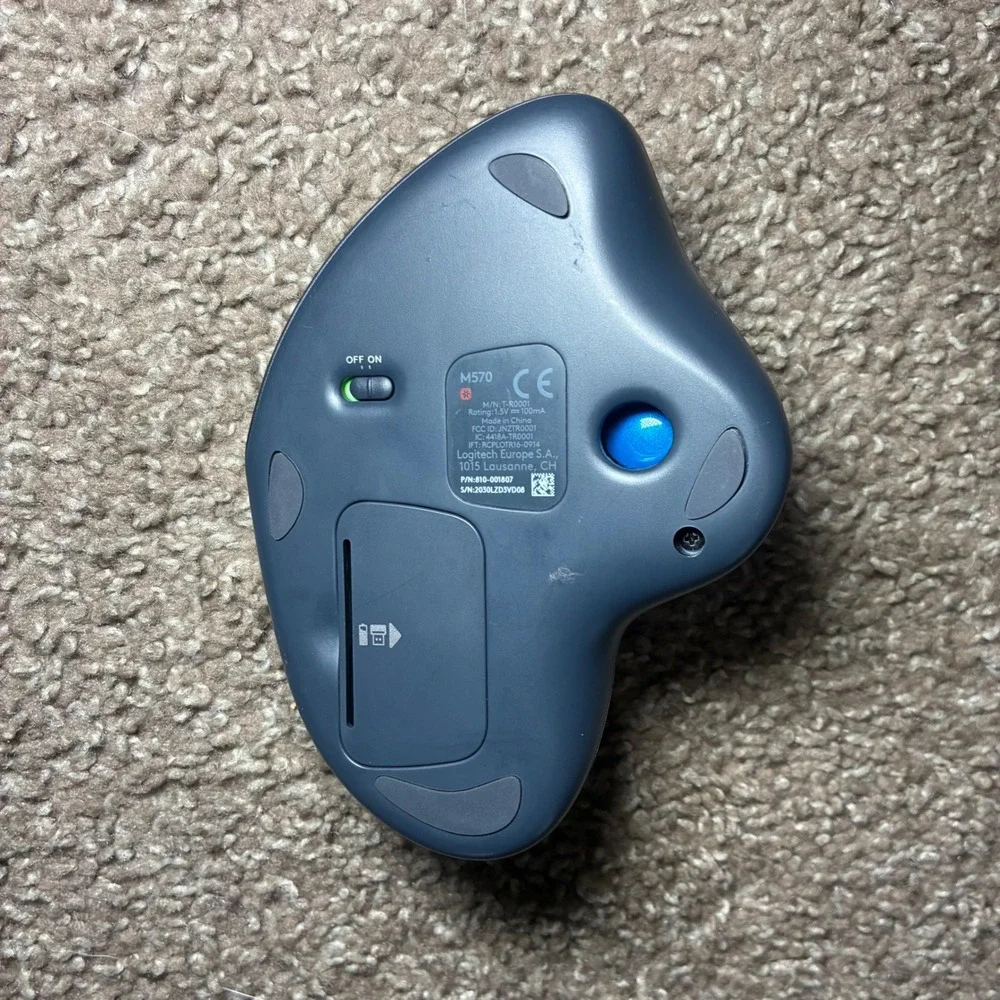Logitech M570 Wireless Trackball Mouse Dongle Ergonomic Office Tech USB Tested